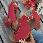 Buckle Block Heels Sandals - Plush Fashion Hub