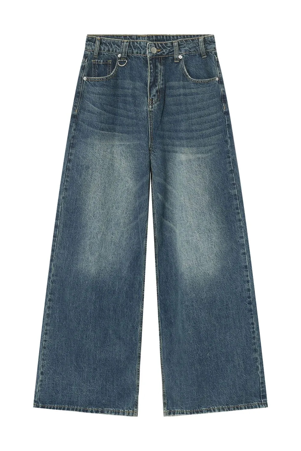 Trendsi wide leg jeans with pockets, featuring a relaxed fit and classic denim style, shown on a model.