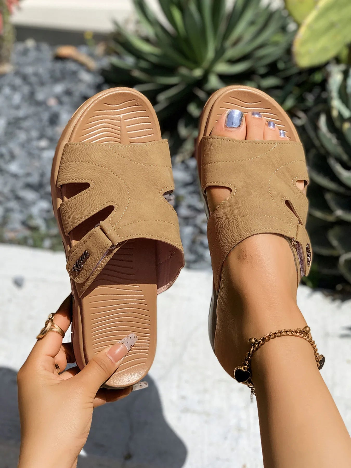 Casual Comfort Cut - Out Platform Slides - Plush Fashion Hub