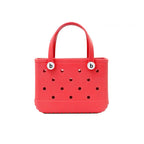 Women's waterproof EVA jelly beach bag by Plush Fashion Hub, lightweight summer tote with transparent, colorful jelly design.