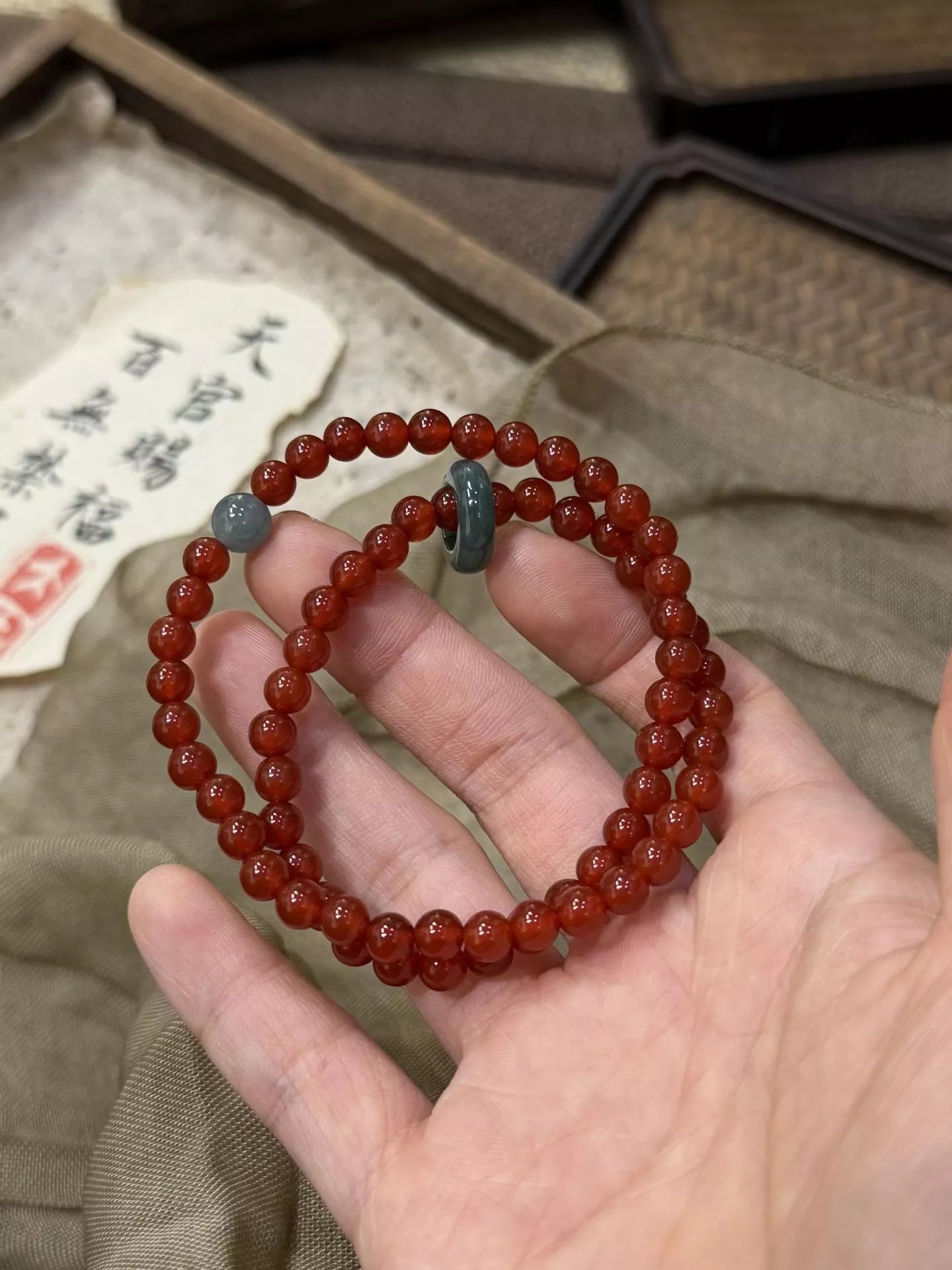 Double layered agate beaded bracelet featuring natural stone beads, designed for stylish, layered jewelry looks.