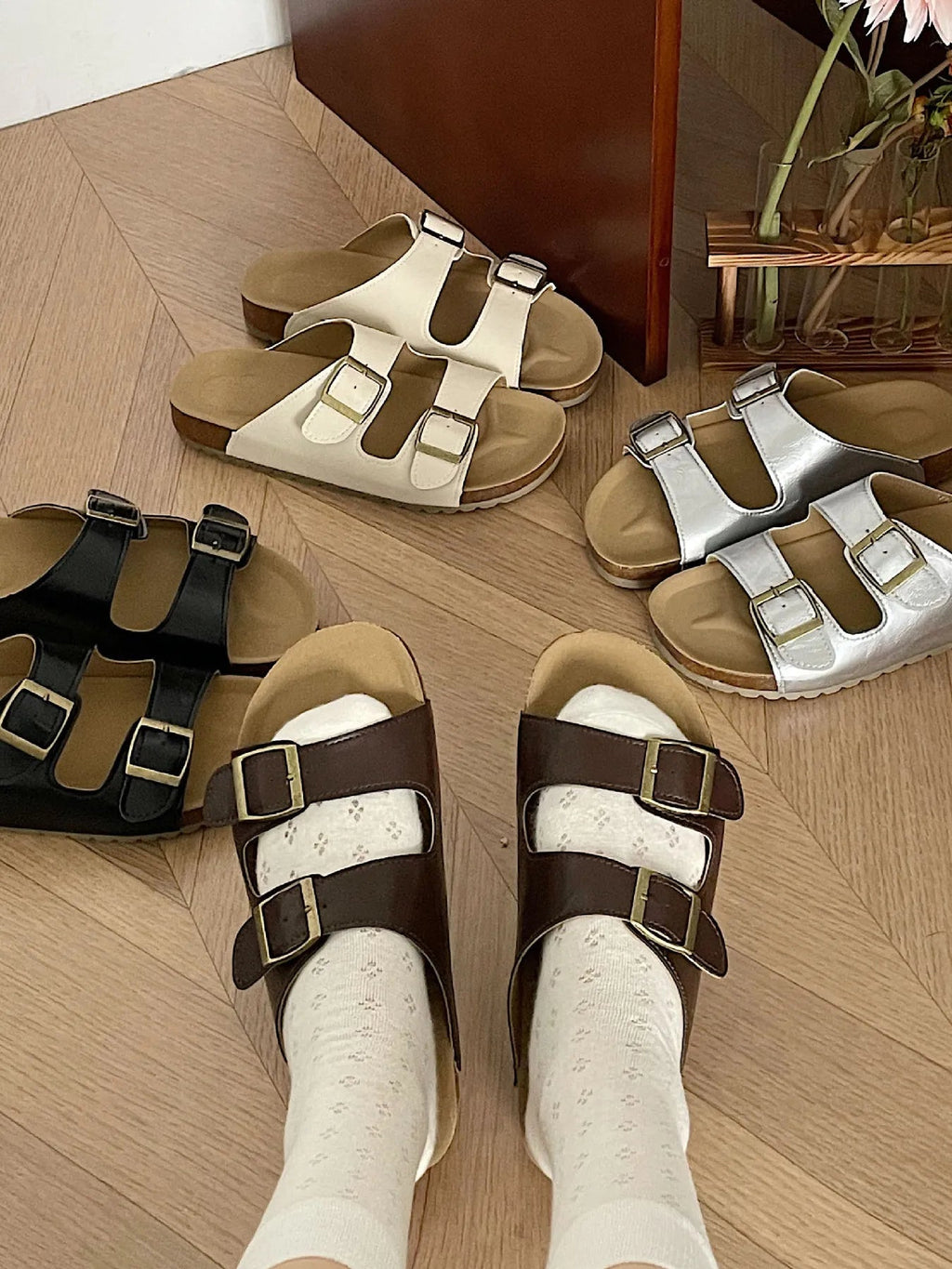 Classic Double Buckle Comfort Sandals - Plush Fashion Hub
