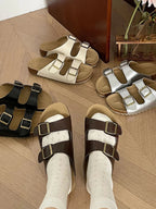 Classic Double Buckle Comfort Sandals - Plush Fashion Hub