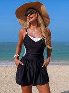 Color Block Adjustable Strap One - Piece Swimsuit for Women - Plush Fashion Hub