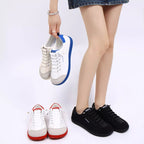 Contrast lace-up casual sneakers by Trendsi featuring PU leather and canvas with stylish flat design and contrasting color accents.