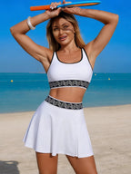 Contrast Trim Tank Top and Skort Swim Set - Stylish Two - Piece Swimwear - Plush Fashion Hub