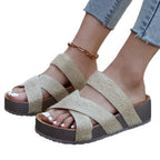 Crisscross Open Toe Platform Sandals - Plush Fashion Hub