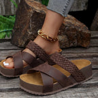 Crisscross Open Toe Platform Sandals - Plush Fashion Hub