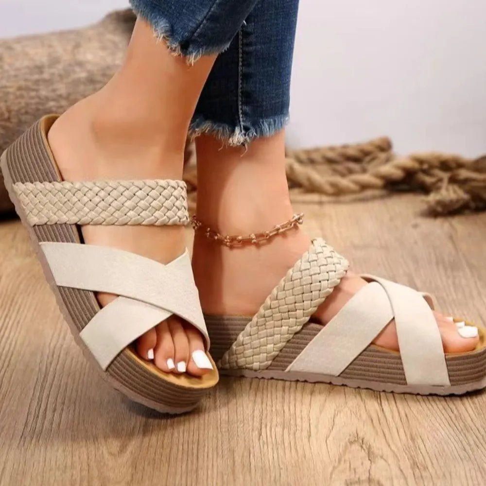 Crisscross Open Toe Platform Sandals - Plush Fashion Hub