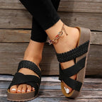 Crisscross Open Toe Platform Sandals - Plush Fashion Hub