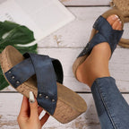 Crisscross Open Toe Wedge Sandals - Plush Fashion Hub