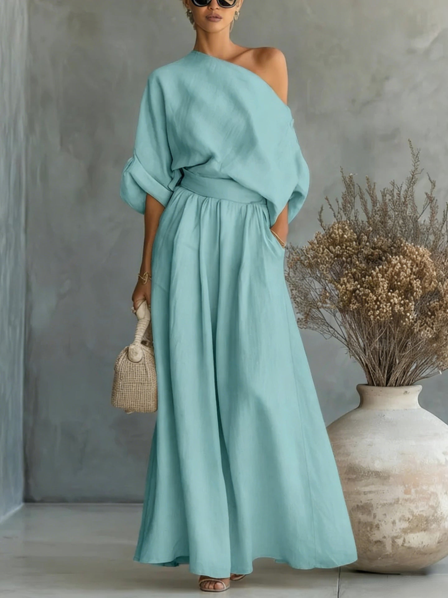 Cropped Off - Shoulder Top & Pants Two - Piece Set – 8 Colors, S–5XL - Plush Fashion Hub