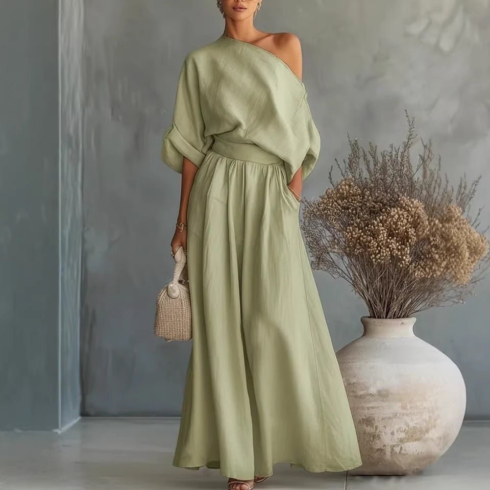 Cropped Off - Shoulder Top & Pants Two - Piece Set – 8 Colors, S–5XL - Plush Fashion Hub