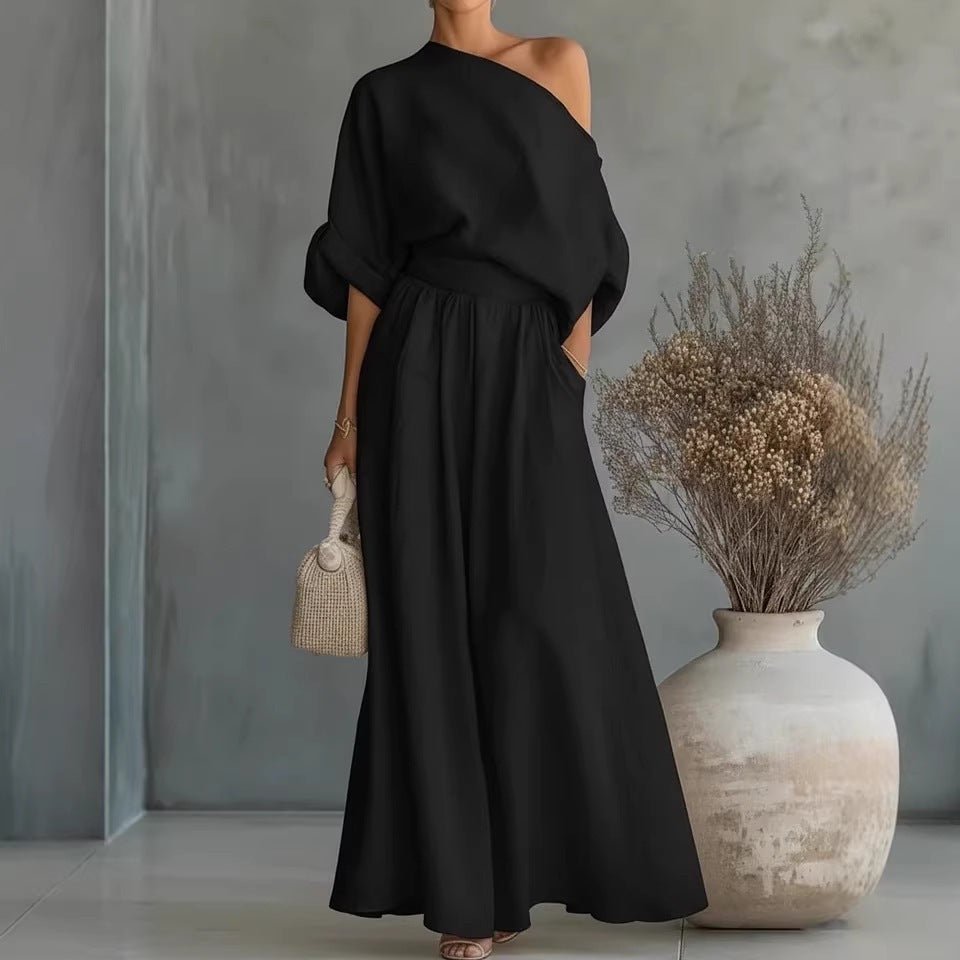 Cropped Off - Shoulder Top & Pants Two - Piece Set – 8 Colors, S–5XL - Plush Fashion Hub