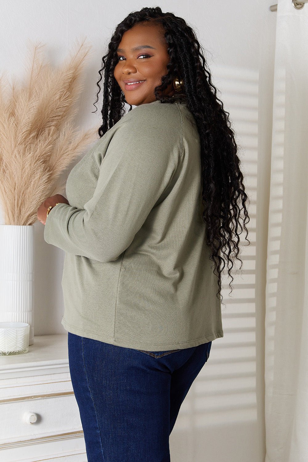 Culture Code Full Size V - Neck Long Sleeve T-Shirt - Plush Fashion Hub