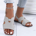 Cut - Out Open Toe Flats Sandals - Plush Fashion Hub