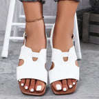 Cut - Out Open Toe Flats Sandals - Plush Fashion Hub