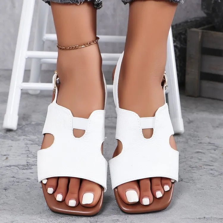 Cut - Out Open Toe Flats Sandals - Plush Fashion Hub