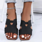 Cut - Out Open Toe Flats Sandals - Plush Fashion Hub
