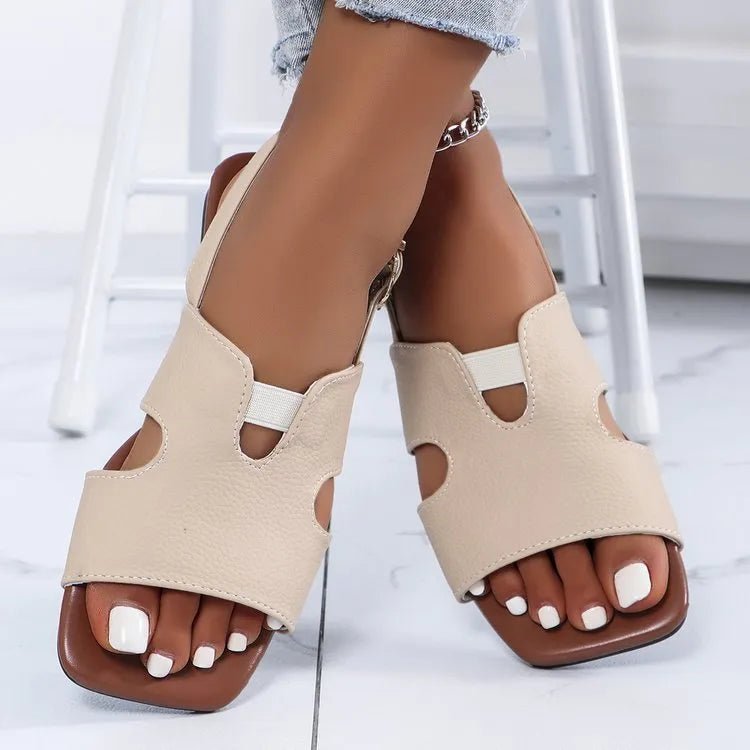 Cut - Out Open Toe Flats Sandals - Plush Fashion Hub
