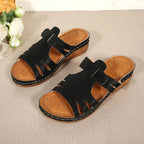 Cutout Open Toe Wedge Sandals - Plush Fashion Hub