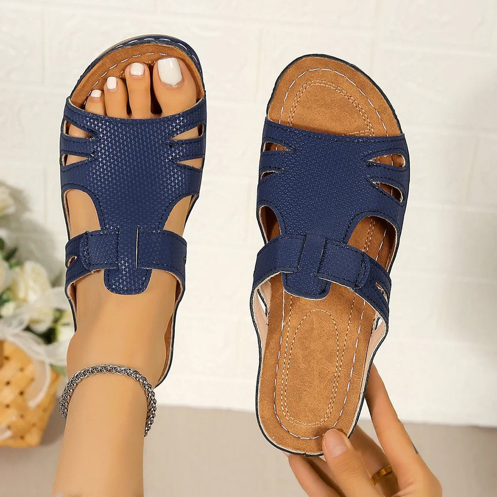 Cutout Open Toe Wedge Sandals - Plush Fashion Hub