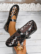 Cutout Round Toe Flats Sandals - Plush Fashion Hub