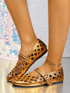 Cutout Round Toe Flats Sandals - Plush Fashion Hub