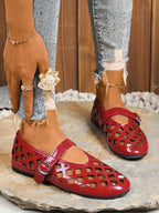 Cutout Round Toe Flats Sandals - Plush Fashion Hub