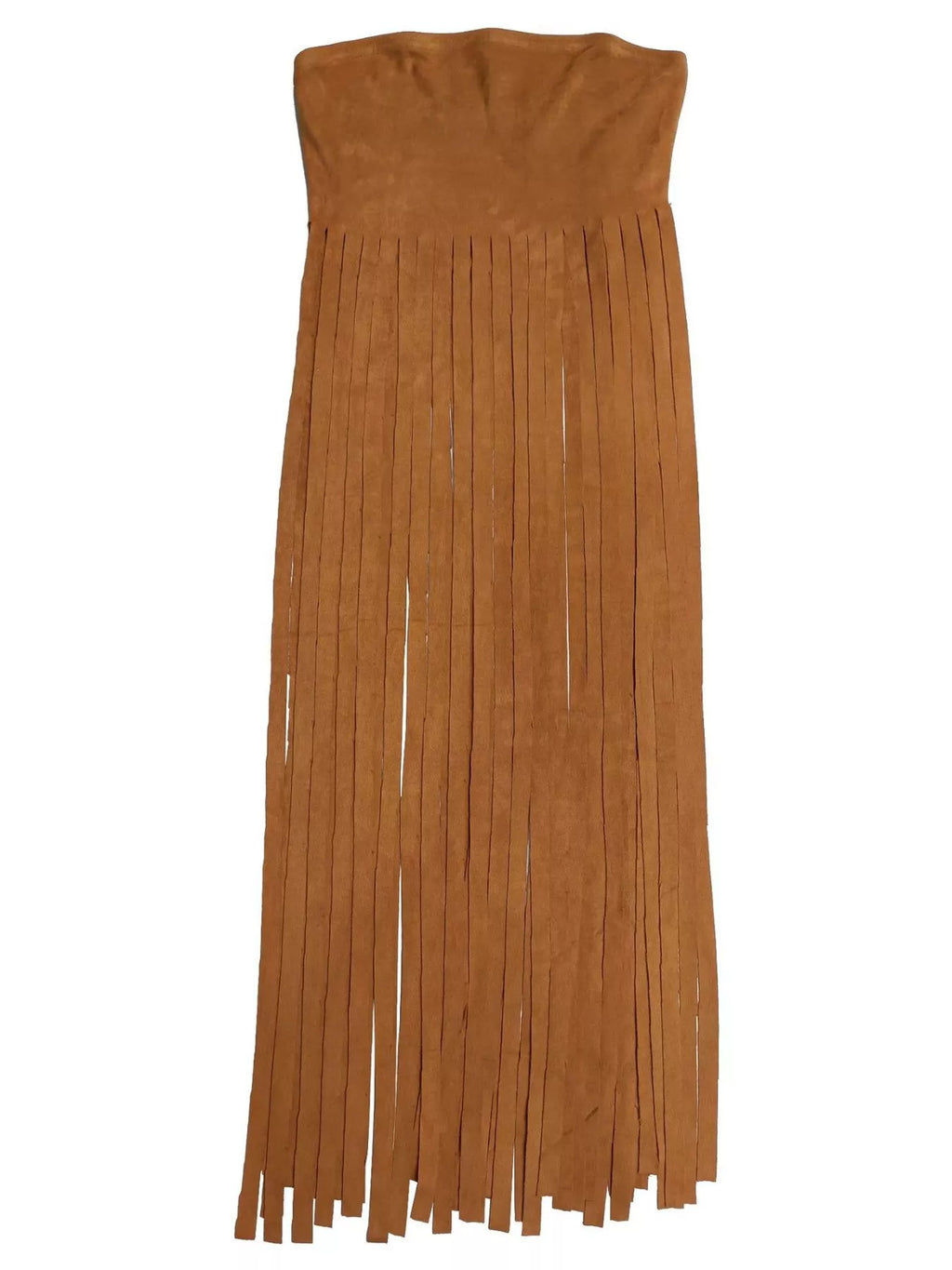 Trendsi fringe trim tube top featuring a fitted design with decorative fringe detailing on a neutral background.