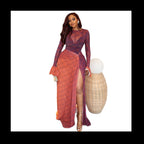 Women's Asymmetrical Color-Block Long Sleeve Dress