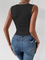 Trendsi cowl neck tank top in soft fabric, featuring a relaxed fit and stylish cowl neckline, ideal for casual wear.