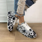 Women's FitiqueFit round-toe lace-up sneakers with thick soles and casual print design, casual footwear for everyday wear