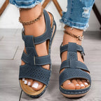 Open toe wedge sandals by Trendsi featuring a stylish design, slip-on footwear with a comfortable wedge heel and open toe detail.