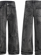 Men's wide-leg denim jeans by Plush Fashion Shop, showing relaxed fit and classic blue denim fabric.