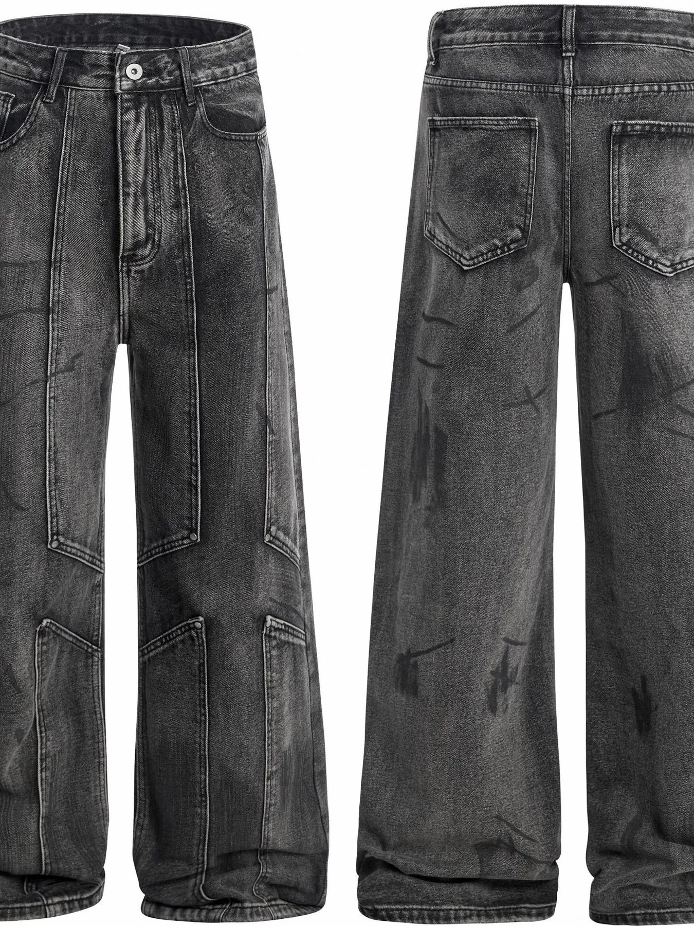 Men's wide-leg denim jeans by Plush Fashion Shop, showing relaxed fit and classic blue denim fabric.
