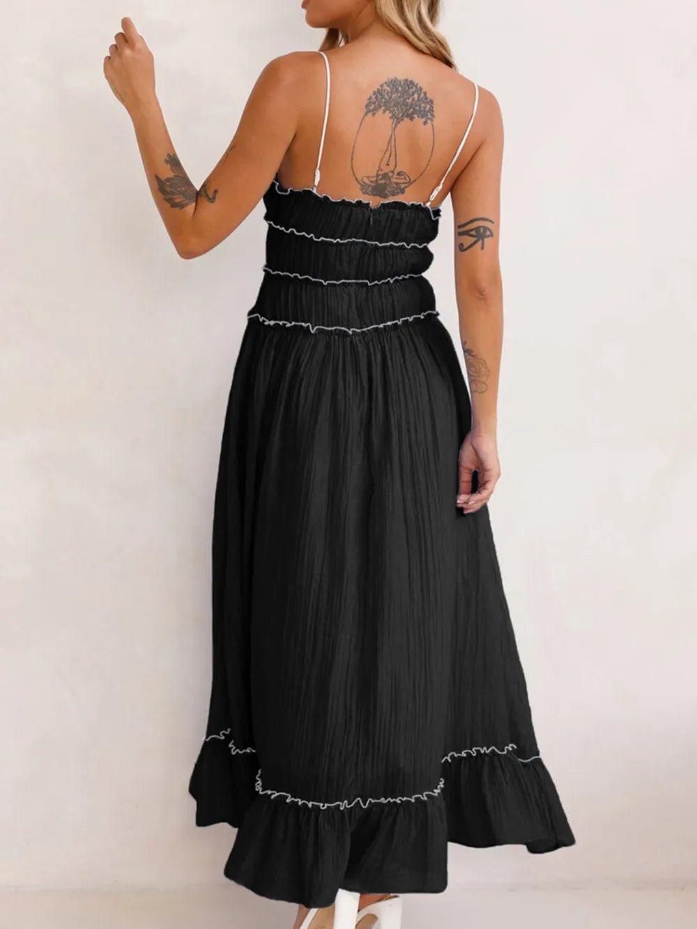 Devine Frill Ruffled Hem Midi Cami Dress - Plush Fashion Hub