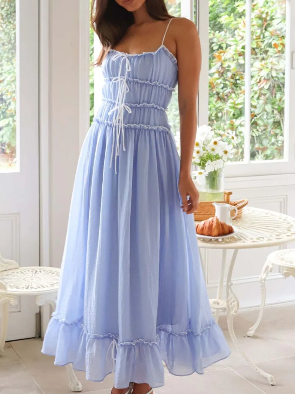 Devine Frill Ruffled Hem Midi Cami Dress - Plush Fashion Hub