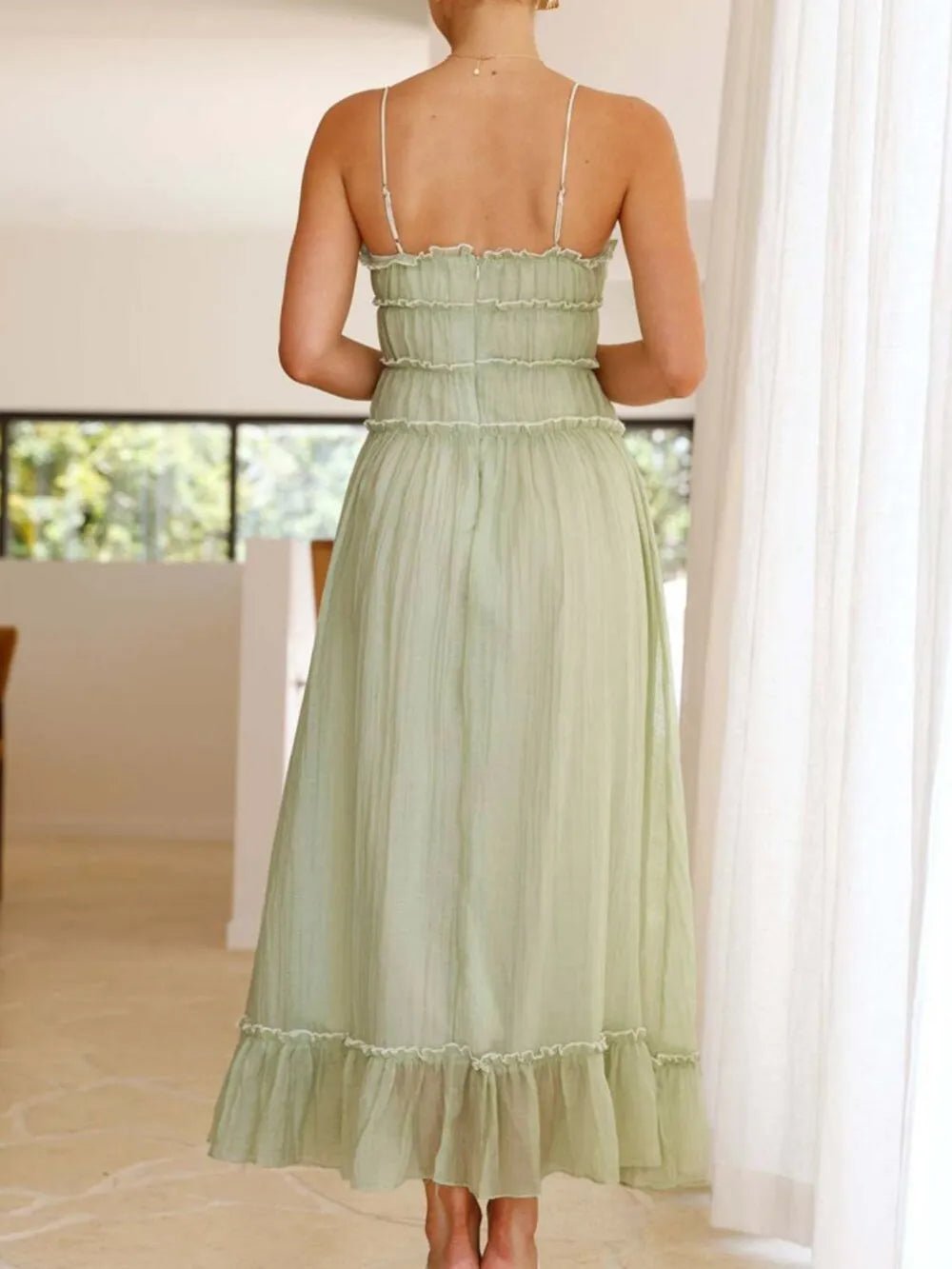 Devine Frill Ruffled Hem Midi Cami Dress - Plush Fashion Hub