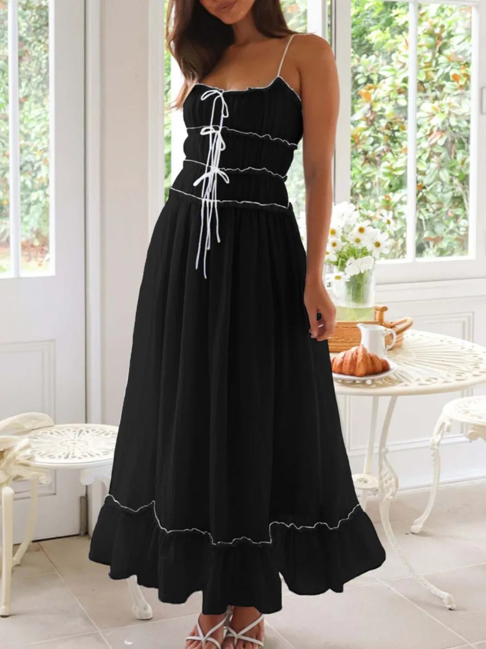 Devine Frill Ruffled Hem Midi Cami Dress - Plush Fashion Hub