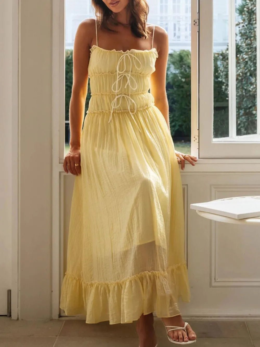 Devine Frill Ruffled Hem Midi Cami Dress - Plush Fashion Hub