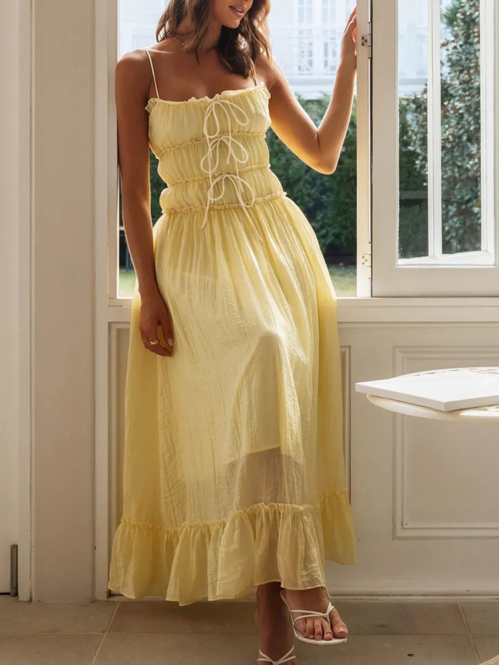Devine Frill Ruffled Hem Midi Cami Dress - Plush Fashion Hub