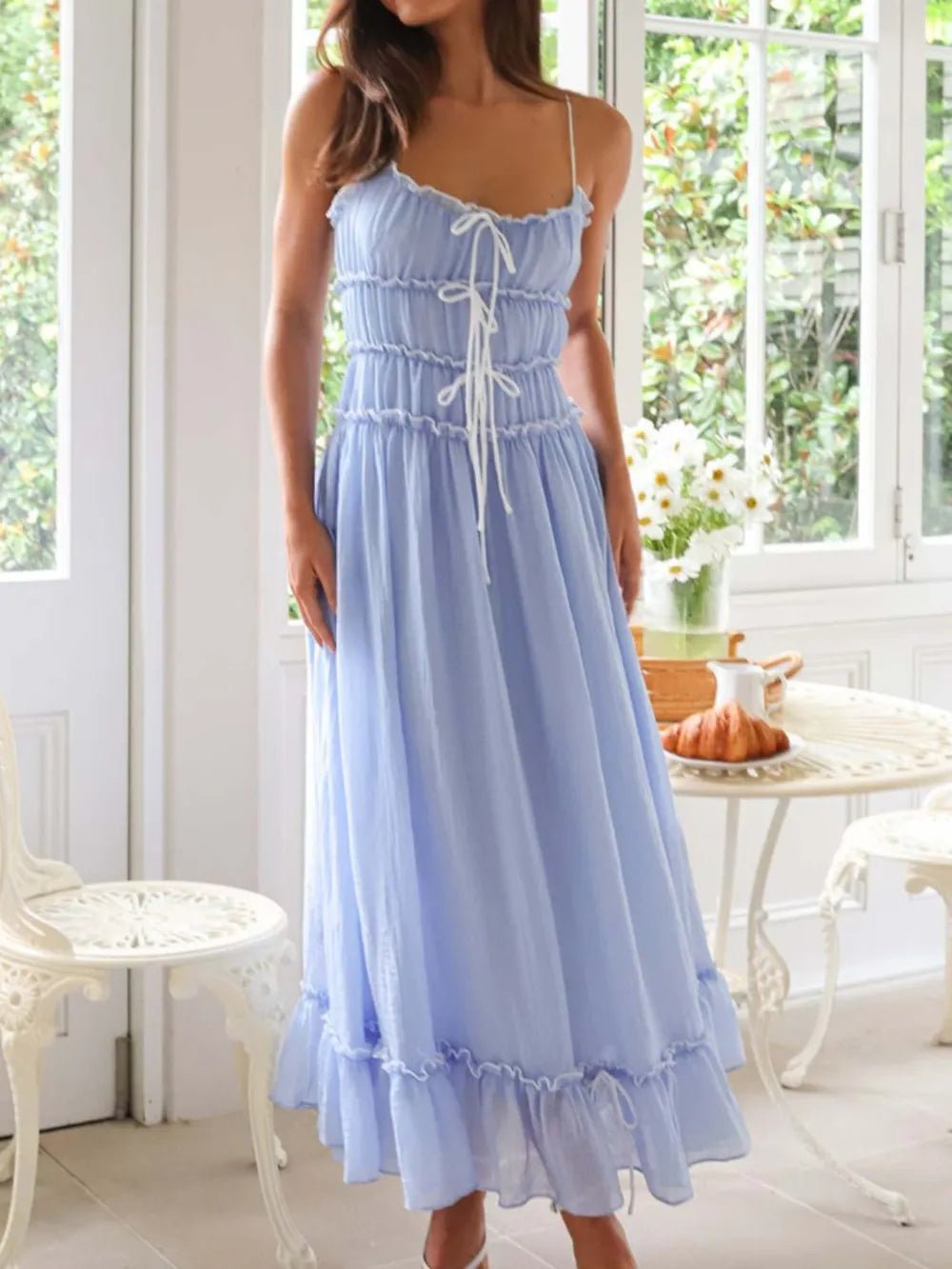 Devine Frill Ruffled Hem Midi Cami Dress - Plush Fashion Hub