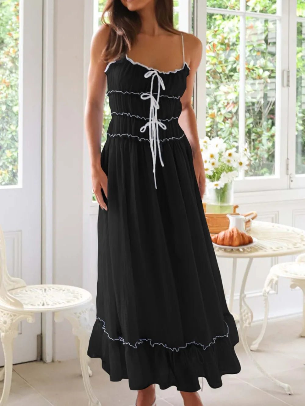 Devine Frill Ruffled Hem Midi Cami Dress - Plush Fashion Hub