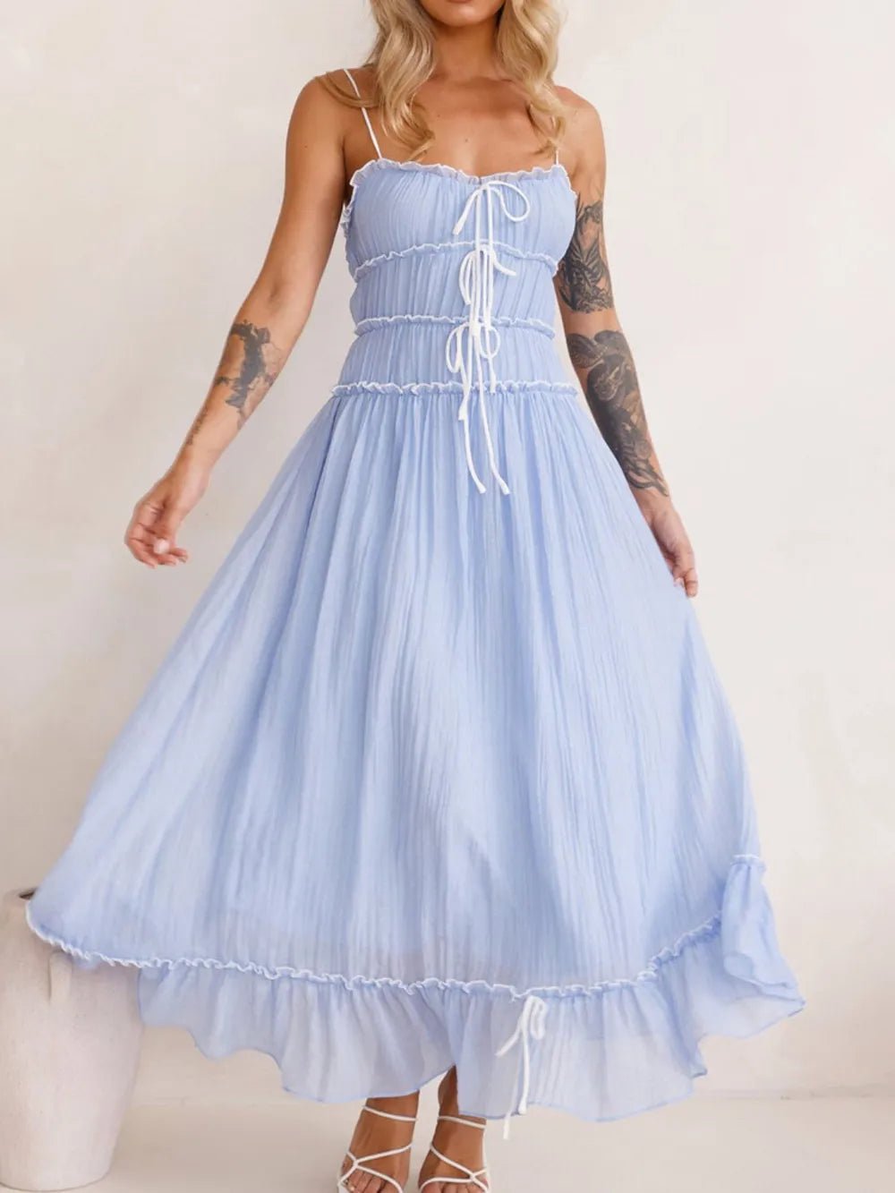 Devine Frill Ruffled Hem Midi Cami Dress - Plush Fashion Hub