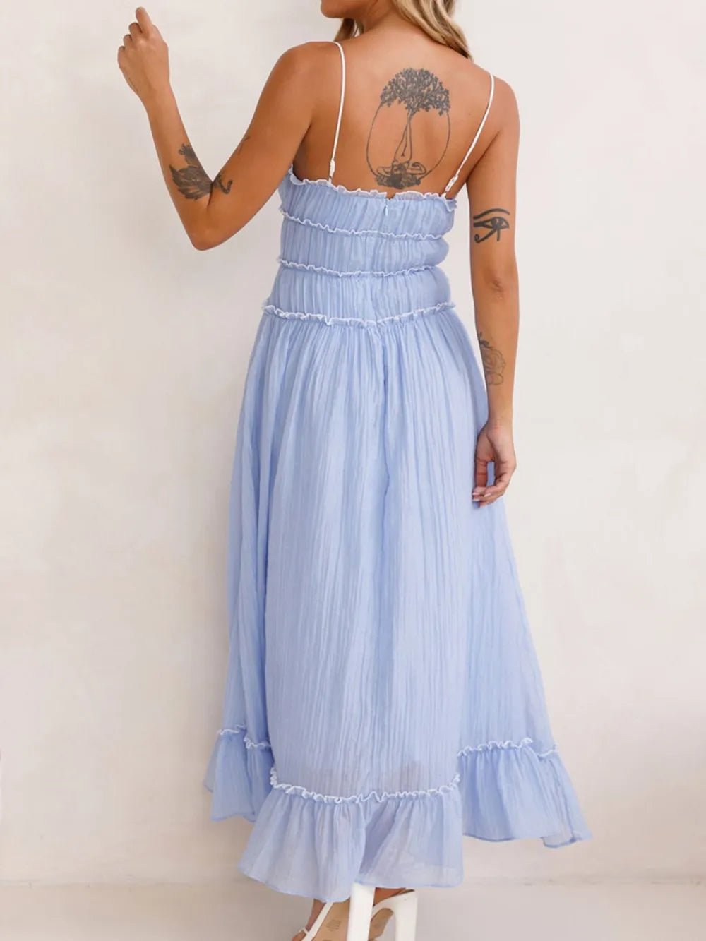 Devine Frill Ruffled Hem Midi Cami Dress - Plush Fashion Hub