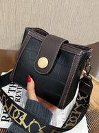 Crocodile embossed wide strap crossbody bag in premium PU leather, trendy and stylish for everyday use