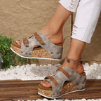 Double Buckle Platform Wedge Sandals - Plush Fashion Hub