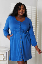 Double Take Scoop Neck Empire Waist Long Sleeve Magic Dress - Plush Fashion Hub