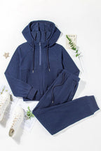 Drawstring Half Zip Hoodie and Joggers Active Set - Plush Fashion Hub
